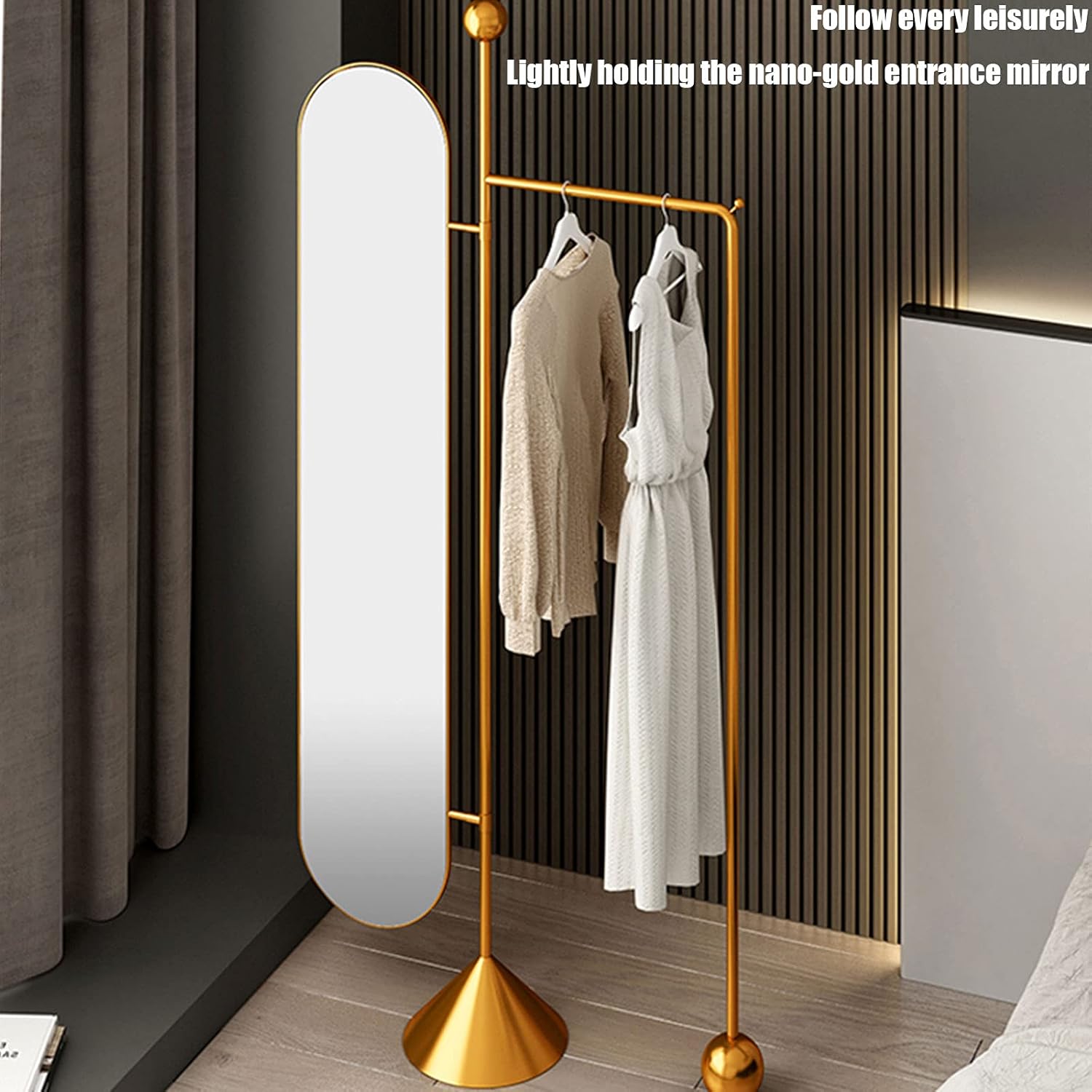 Light Mirror Full-Length Mirror Household Rotatable Hanger One-Piece Floor Mirror Ins Wind Full-Length Mirror