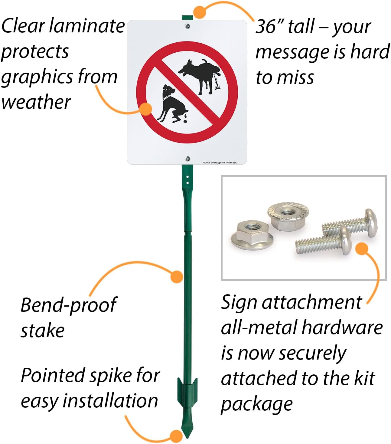 SmartSign 12 x 10 inch No Dog Pooping And Peeing Symbol Yard Sign with 3 foot Stake, 40 mil Laminated Rustproof Aluminum, Red, Black and White, Set of 1