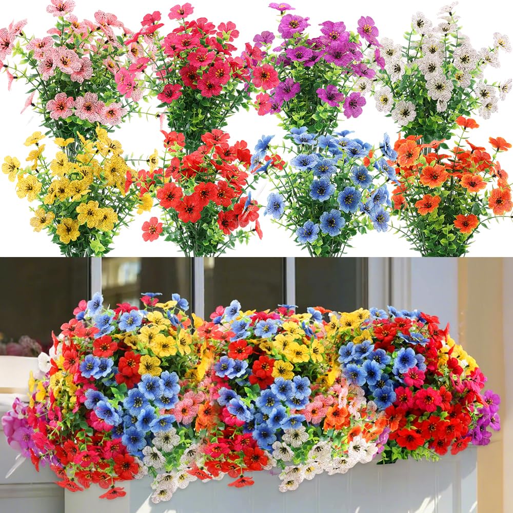 XEOLIAN 16 Bundles Outdoor Artificial Daisy Flowers