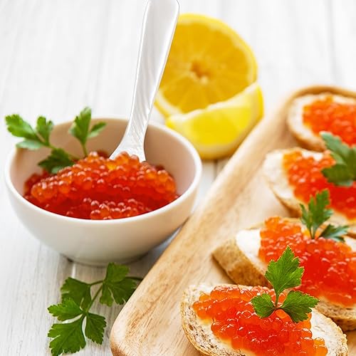 Miniatura 12 de Patelai Juego de 2 cucharas de caviar de madreperla con mango redondo para caviar, huevo, helado, café, restaurante (3.54 pulgadas)