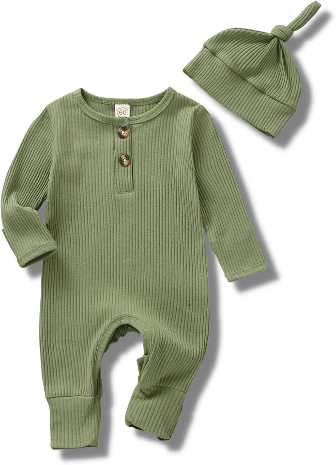 CIYCUIT Newborn Baby Boy Girl Romper Clothes Infant Solid Ribbed Onesie Bodysuit Jumpsuit Outfits