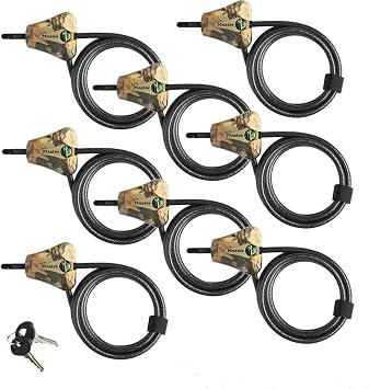 Master Lock Keyed Alike Python Trail Camera Adjustable Camouflage Cable Locks w/16 Keys, 8418KA-8 CAMO 8-Pack