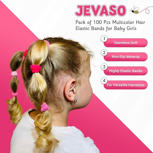 Miniatura 28 de Pack of 100 Pcs Multicolor Elastic Hair Bands for Baby Girl’s Thick Hair Elastic Ponytail Holders Non-Slip and Stretchy Hair Ties Small Seamless