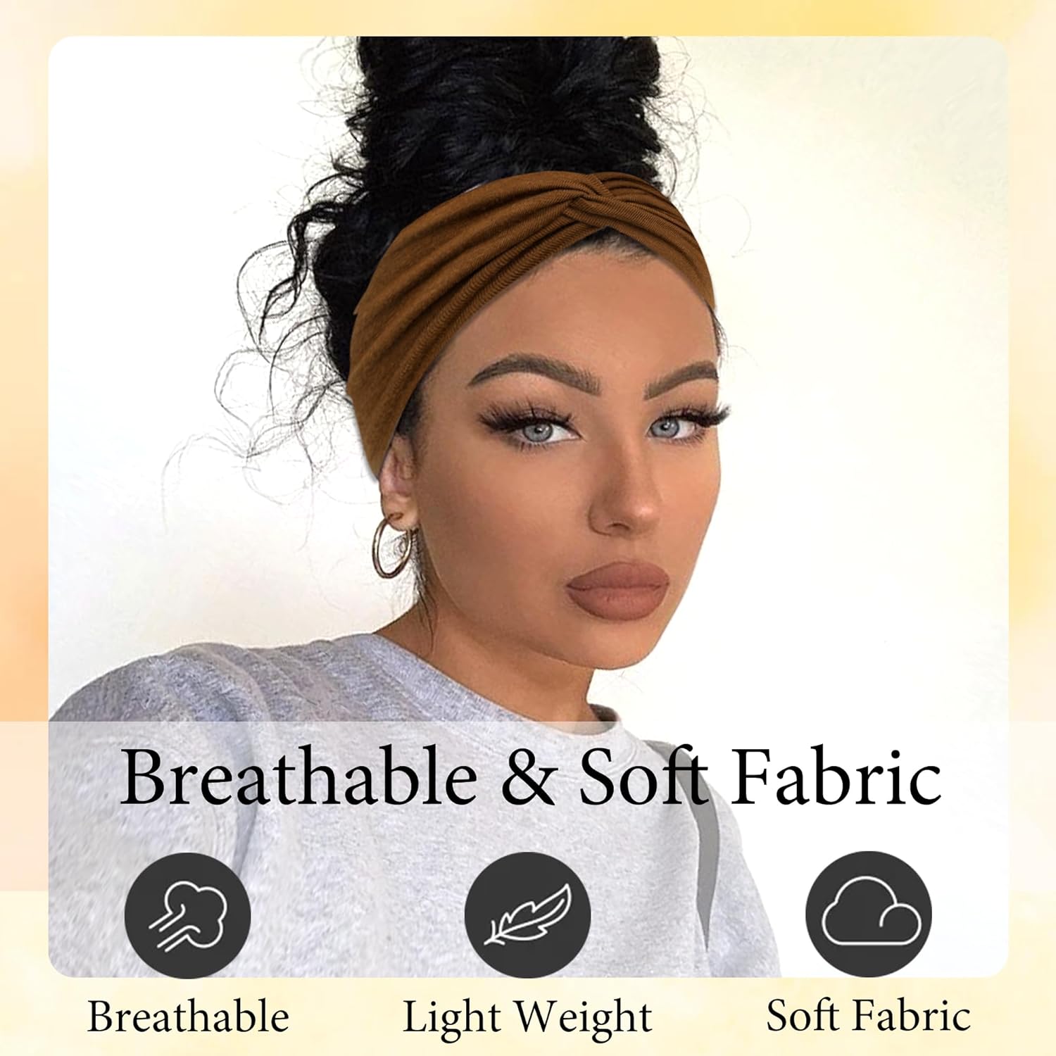 6 Pcs Short Headbands for Women Boho Twist Hair Bands Stretchy Turban Head Bands for Women's Hair Festival Non Slip Workout Hair Wraps Accessories - Image 5