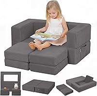 Vista 23 de MeMoreCool Sofá Modular para Niños, Sofá de Juego de Pana para Niños Pequeños para Dormitorio, Muebles de Sala de Juegos, Sofá Cama de Espuma