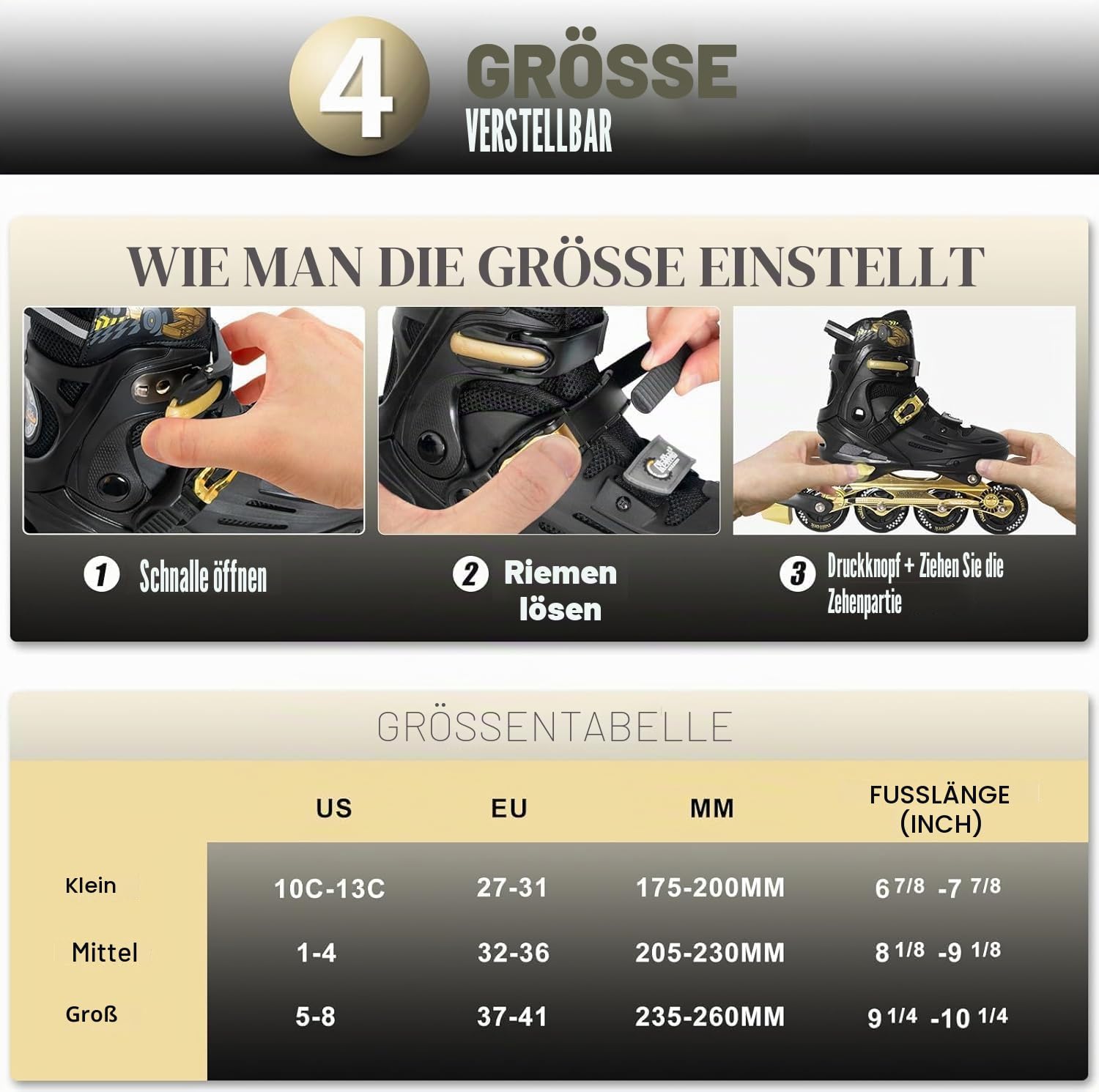 Nattork Inline Skates für Kinder und Erwachsene, 4 Größen Verstellbar Kinder Inliner, Renndesign Inline Skates für Damen Herren