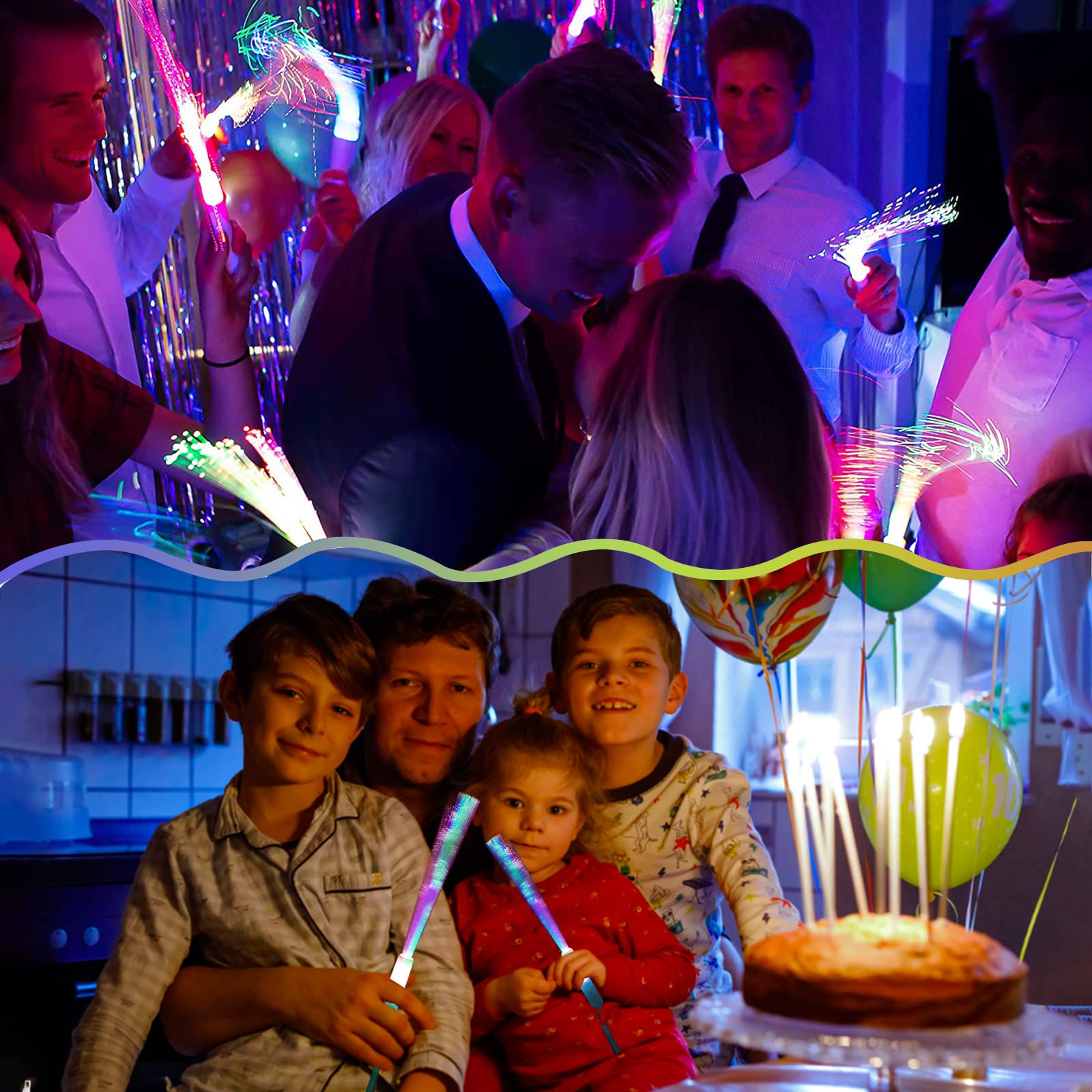 Juego de 60 piezas de juguetes luminosos LED para fiestas infantiles, varillas luminosas, accesorios para fiestas de cumpleaños, Navidad, fiestas de Año Nuevo