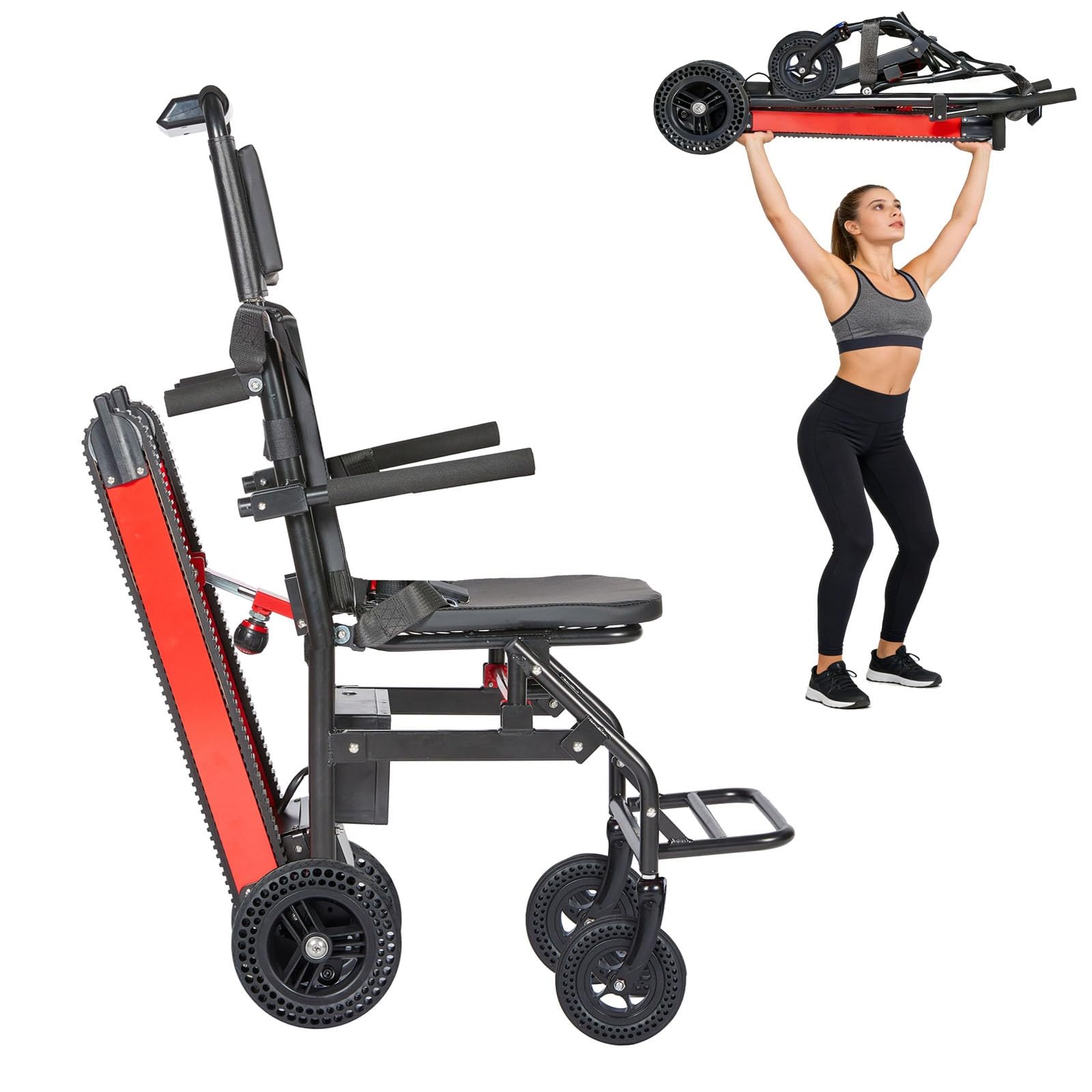 Treppensteiger,Faltbarer Elektrischer Rollstuhl,Elektrischer Treppenlift,Inklusive 13-Ah-Akku,Tragkraft 250 Kg,Zum Transport Von Patienten Treppen Hinauf Und Hinunter 13AH