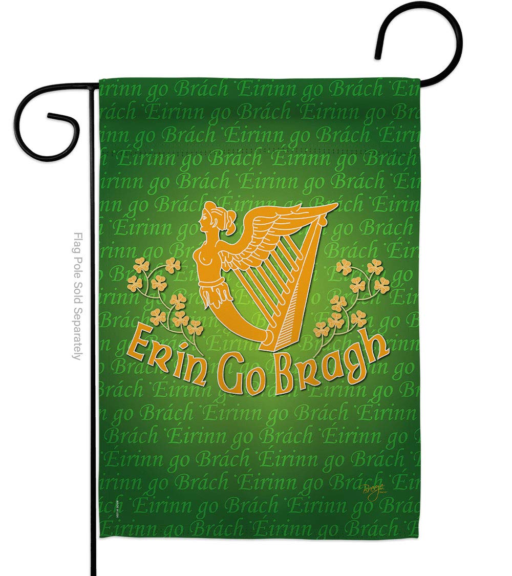 Breeze DecorBreeze Decor Erin Go Bragh Garden Flag - Springtime St Patrick Shamrock Leprechaun Lucky Coin Holiday March Irish Clover - House Decoration Banner Small Yard Gift Double-Sided Made in USA 13 X 18.5