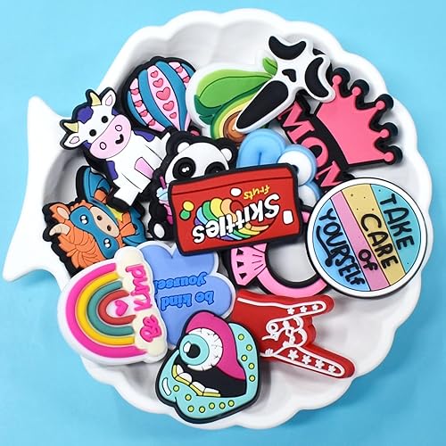 Miniatura 4 de Dijes para zapatos, lote de 25, 40, 80, 100, 120, 160, 200, 450 unidades, dijes de hebilla de clip de PVC al azar, diferentes para decoración de