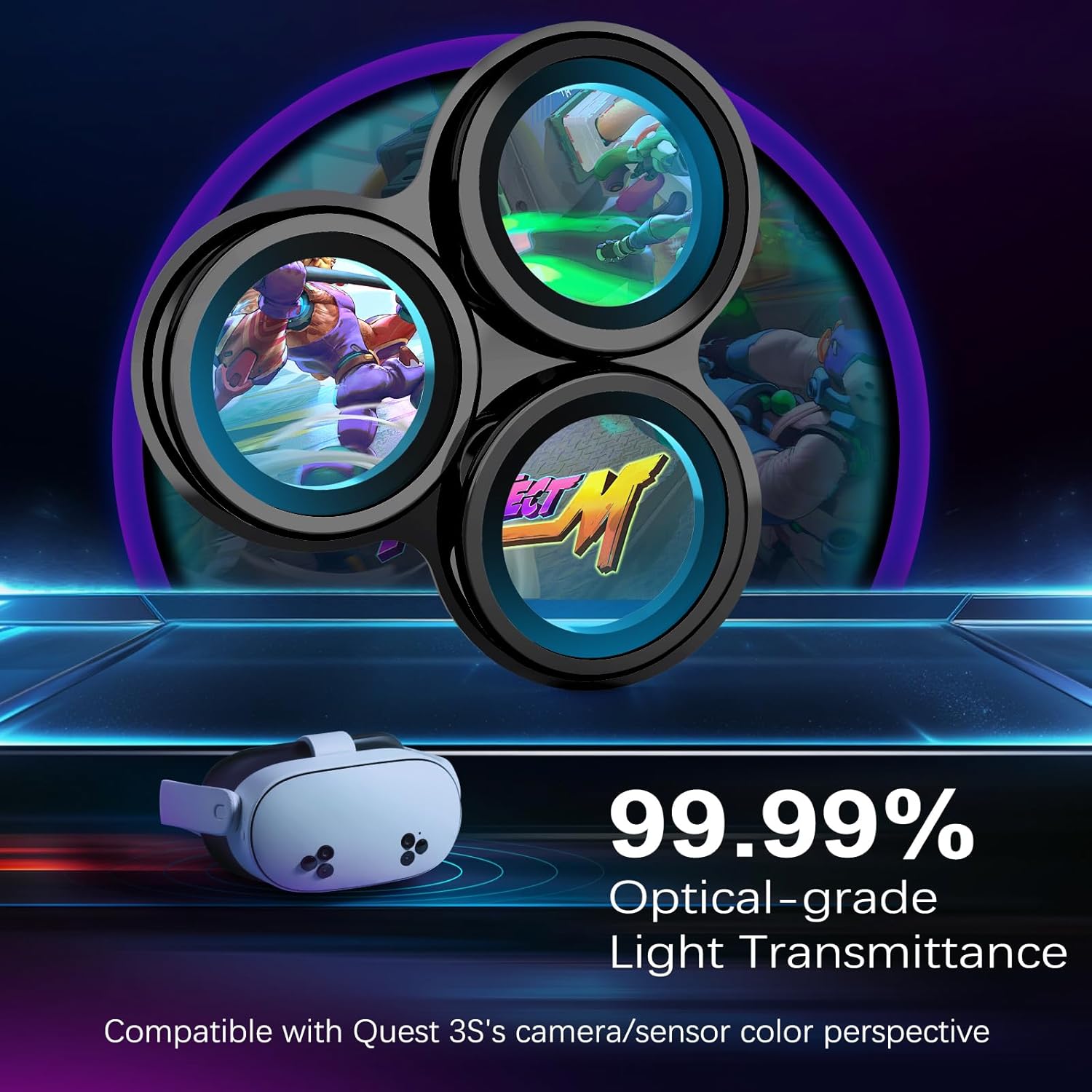 2-Pack Upgraded Camera Lens Protector Compatible with Meta/Oculus Quest 3s, VR Accessories Lens Cover for Quest 3s, 9H Tempered Glass, Alloy Frame, Anti-scratch, One-Piece Design Film, High Definition - Image 4