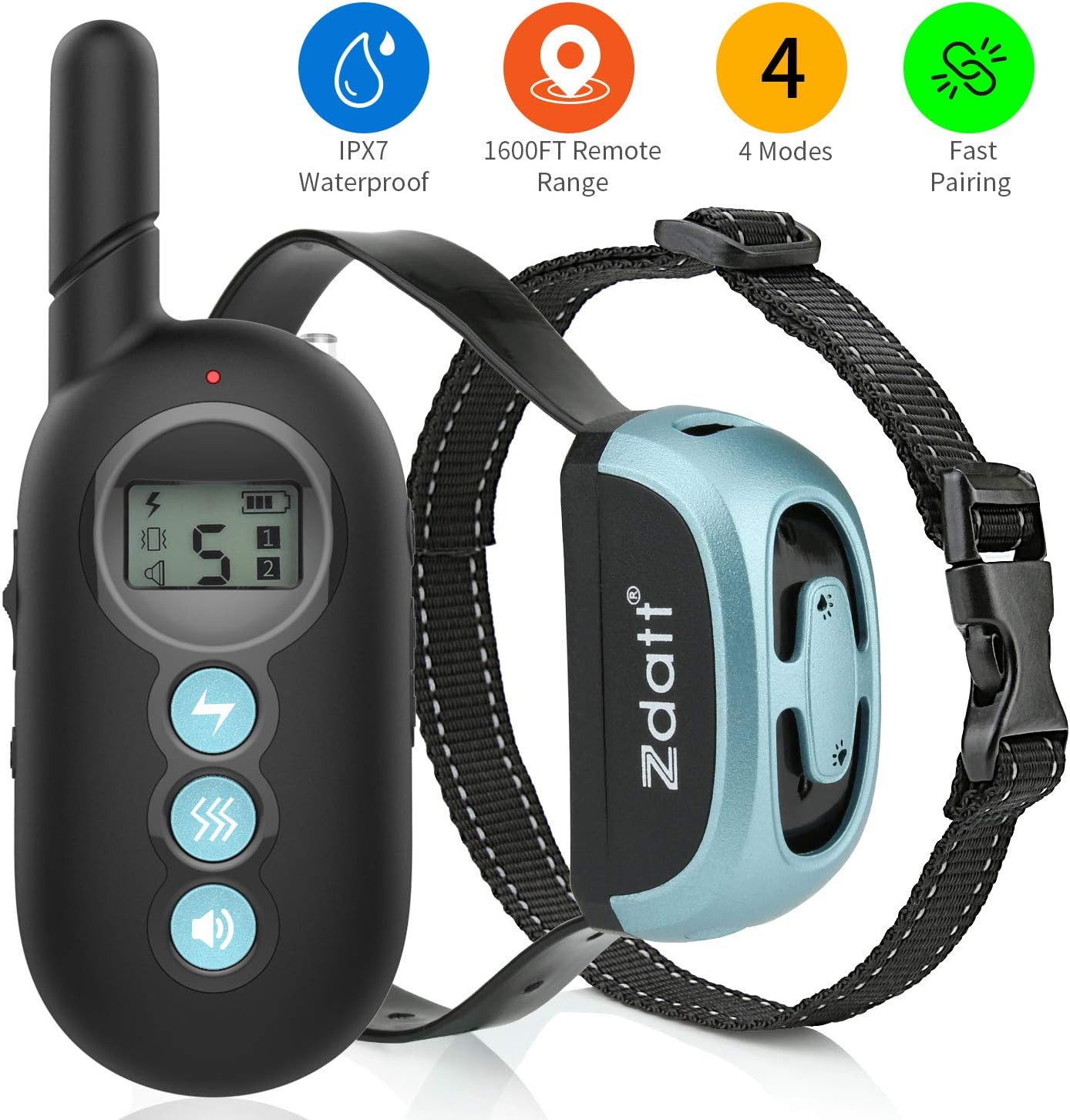 ZDATT Shock Collar for Dogs, Dogs Training Collar with Remote Waterproof Dogs Shock Collar with 4 Training Modes Bark Collar Up to…