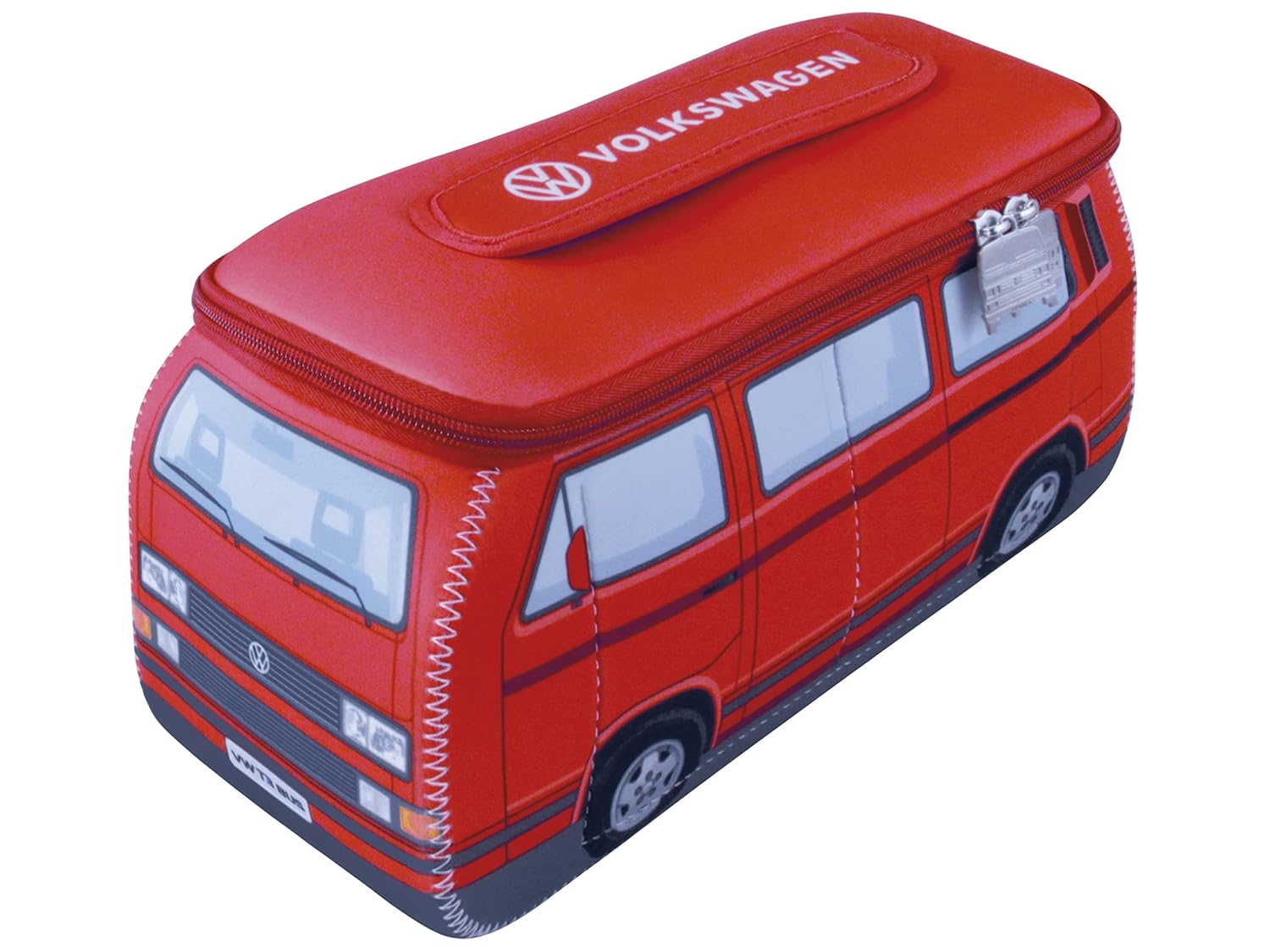 BRISA VW Collection - Volkswagen Neoprene Universal Makeup Cosmetics Toiletry Travel Pharmacy Bag in T3 Bus Vanagon Design (White/Large)