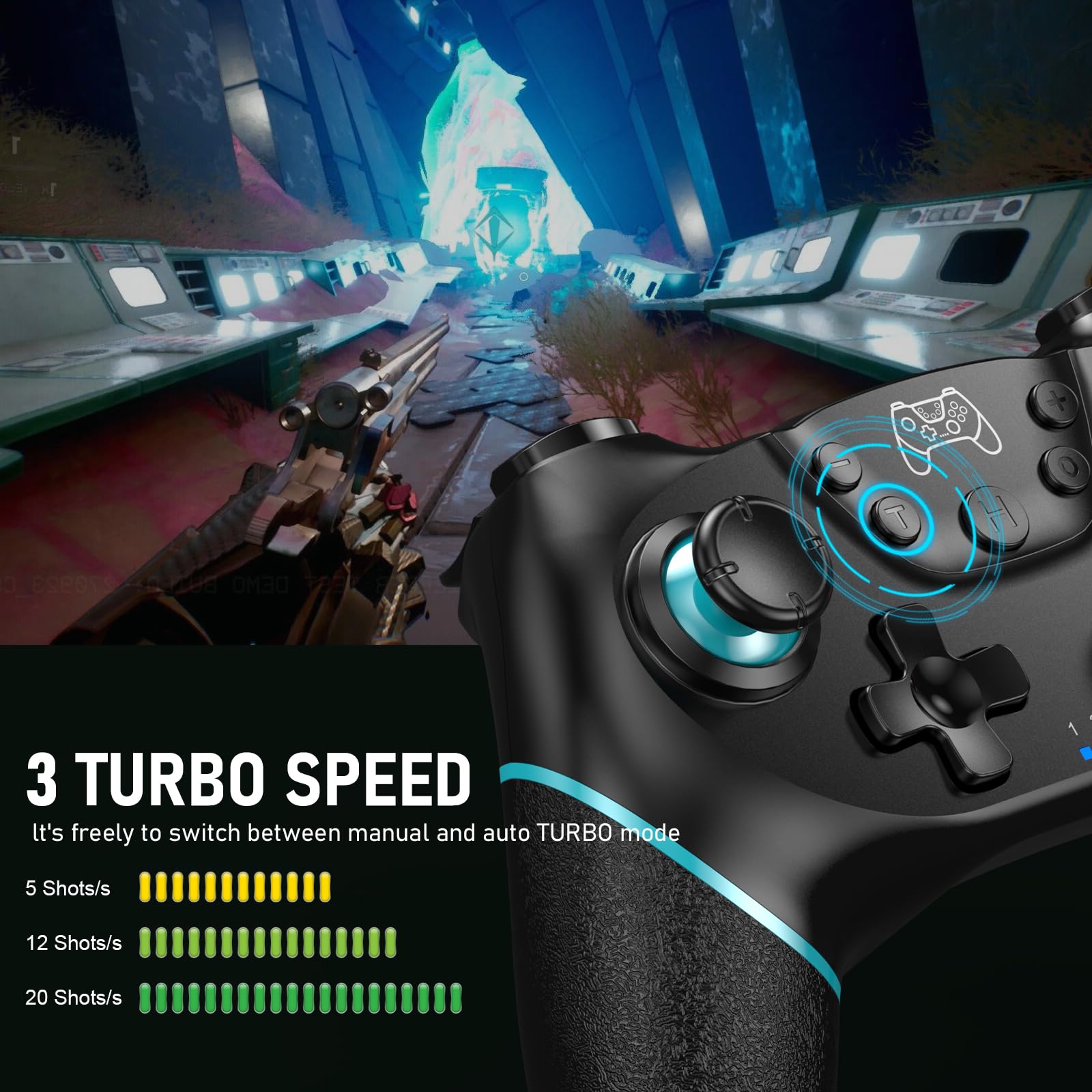 UPGRADE Manette pour Switch, Manettes sans Fil pour Switch/Switch 2/Switch Lite/Switch OLED, Manette pour Switch Pro avec ONE KEY WAKE UP/CAPTURE D'ÉCRAN/Turbo Adjustable/Vibration Réglable/ 6 Axes