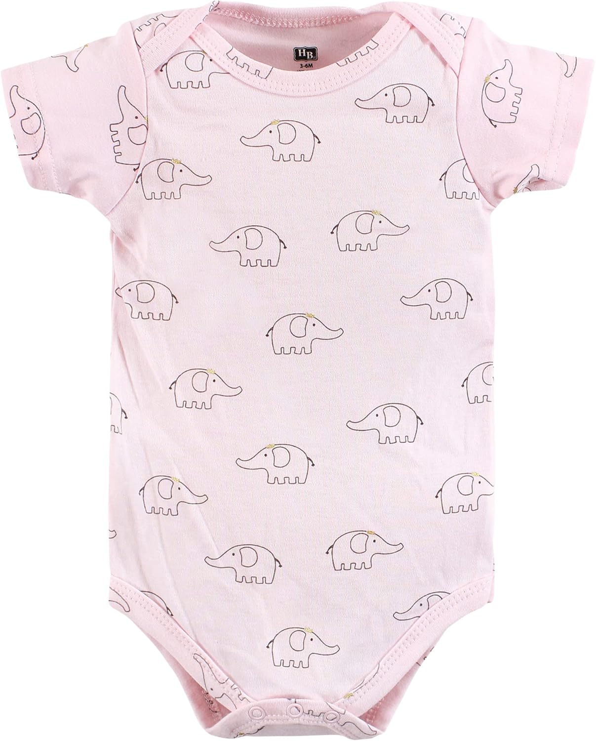 Hudson Baby Unisex Baby Cotton Bodysuits, Pink Gray Elephant, 0-3 Months - Image 5