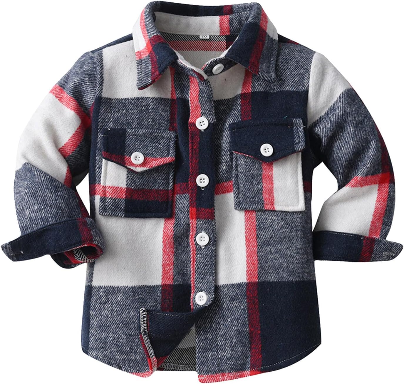 Toddler Boys Girls Jacket Plaid Outerwear Shirt Kids Long Sleeve Lapel Button Down Top Baby Regular Fit Fall Clothes