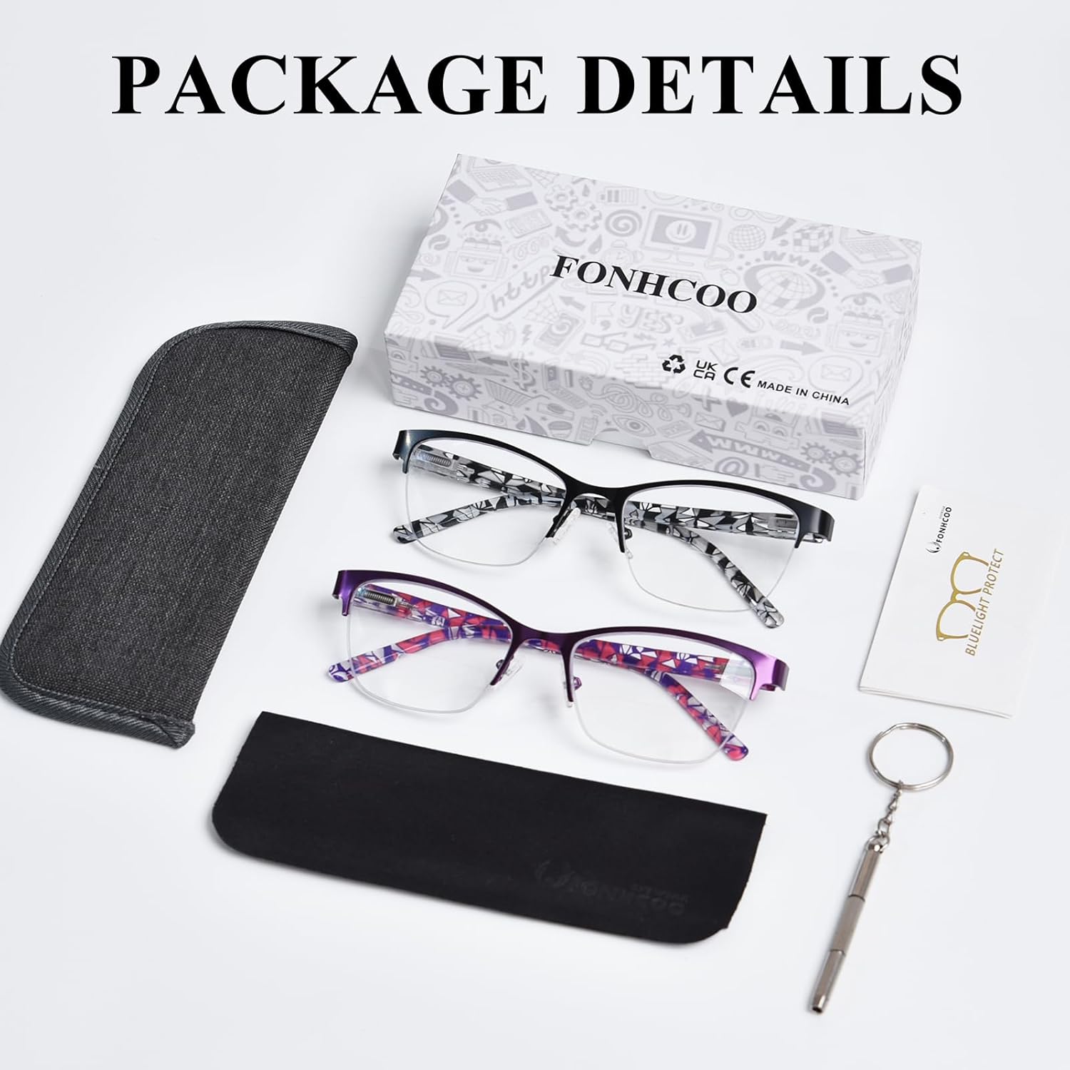 FONHCOO Bifocal Reading Glasses for Women, Metal Spring Hinge Blue Light Blocking Half Frame readers Anti UV/Glare/Eyestrain - Image 7