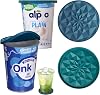 Yoghurt Pot Lids ONLY Fit 9.5cm Diameter Pots Reusable Silicone Large Tops, for 9.5cm Yogurt, Cream Pots Dark blueLight blue, 2