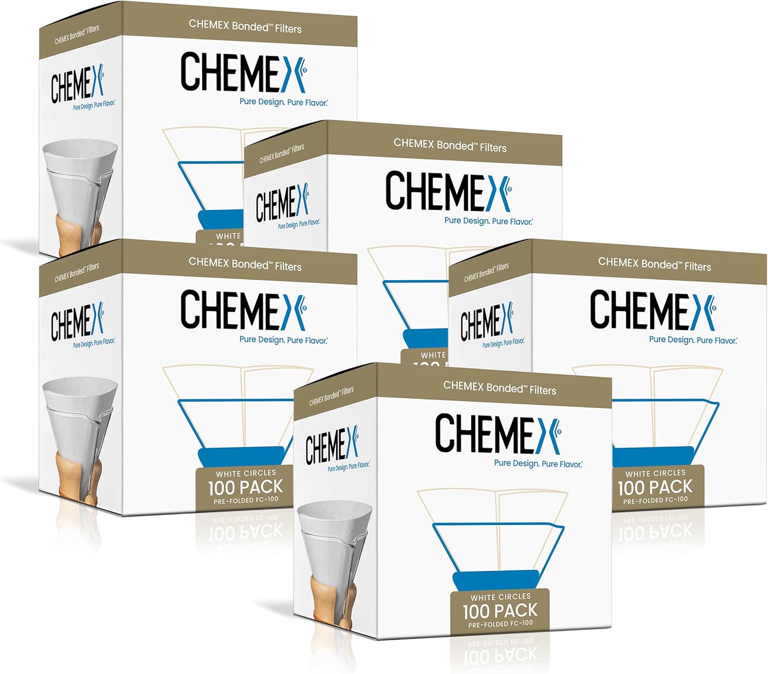 CHEMEX Bonded Filter - Circle - 100 ct - 5 Pack - Exclusive Packaging