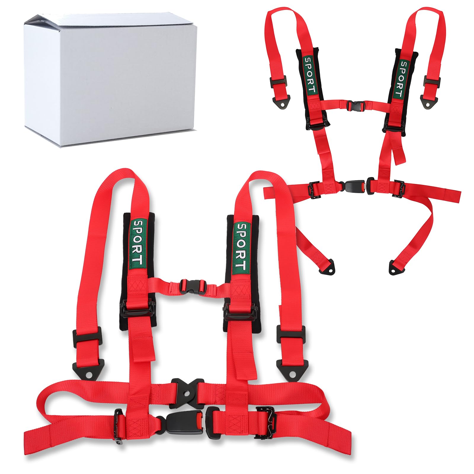 BESTZHEYU 2 PCS 4 Point Harness with 3 Inch Comfortable Heavy Duty Shoulder Padding