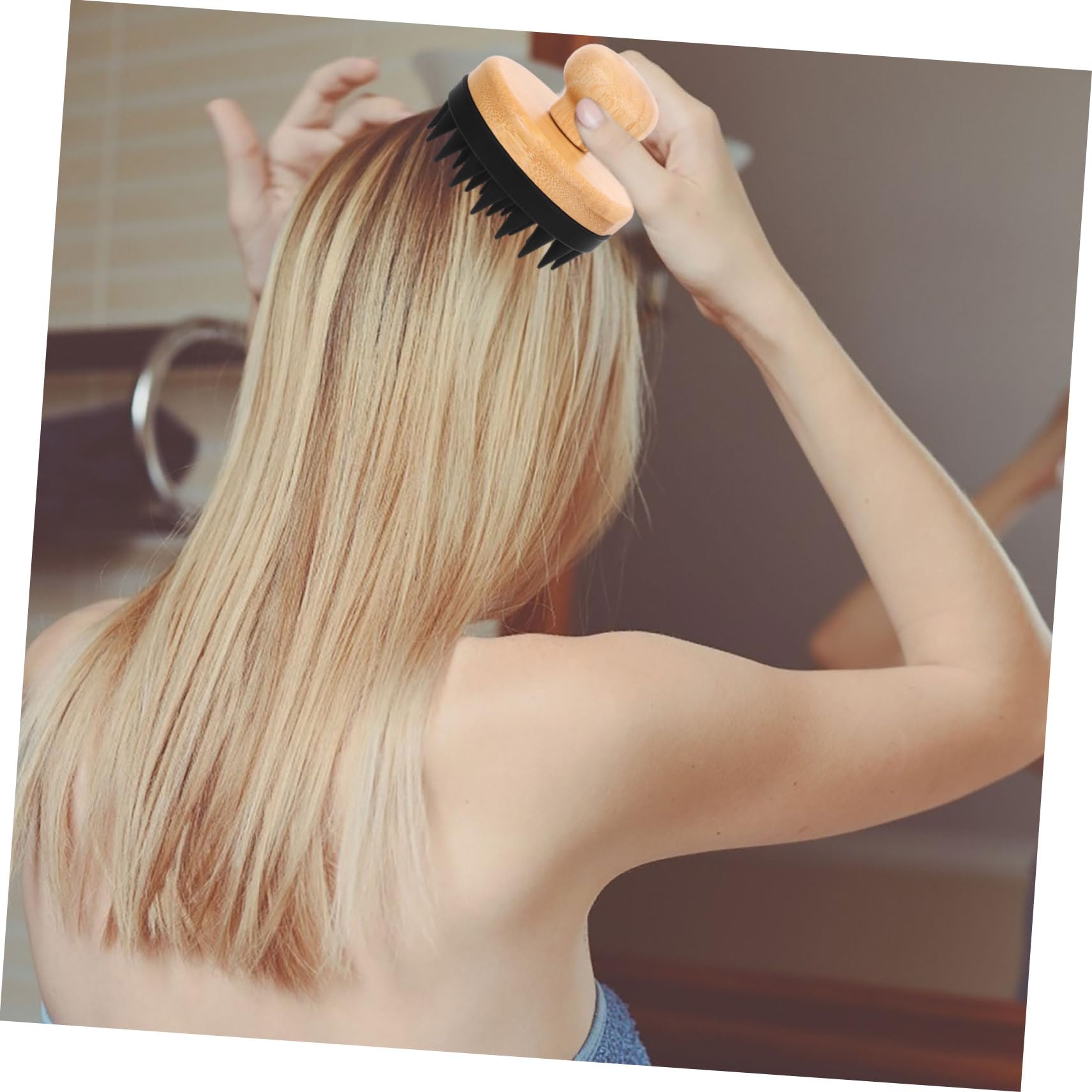 FRCOLOR 4 Stück Shampoo-Bürste Haarwaschbürste Haarbürste Bambus Shampoo Bürste Massagegürtel Haarshampoo Shampoobürste und Kopfhautpeeling shampoo kopfhautmassagegerät ， Black