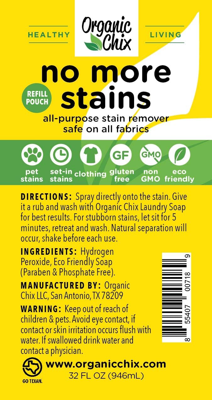 No More Stains, Natural Stain Remover, Non-toxic 32 ounce Refill Pouch and empty spray bottle image 4