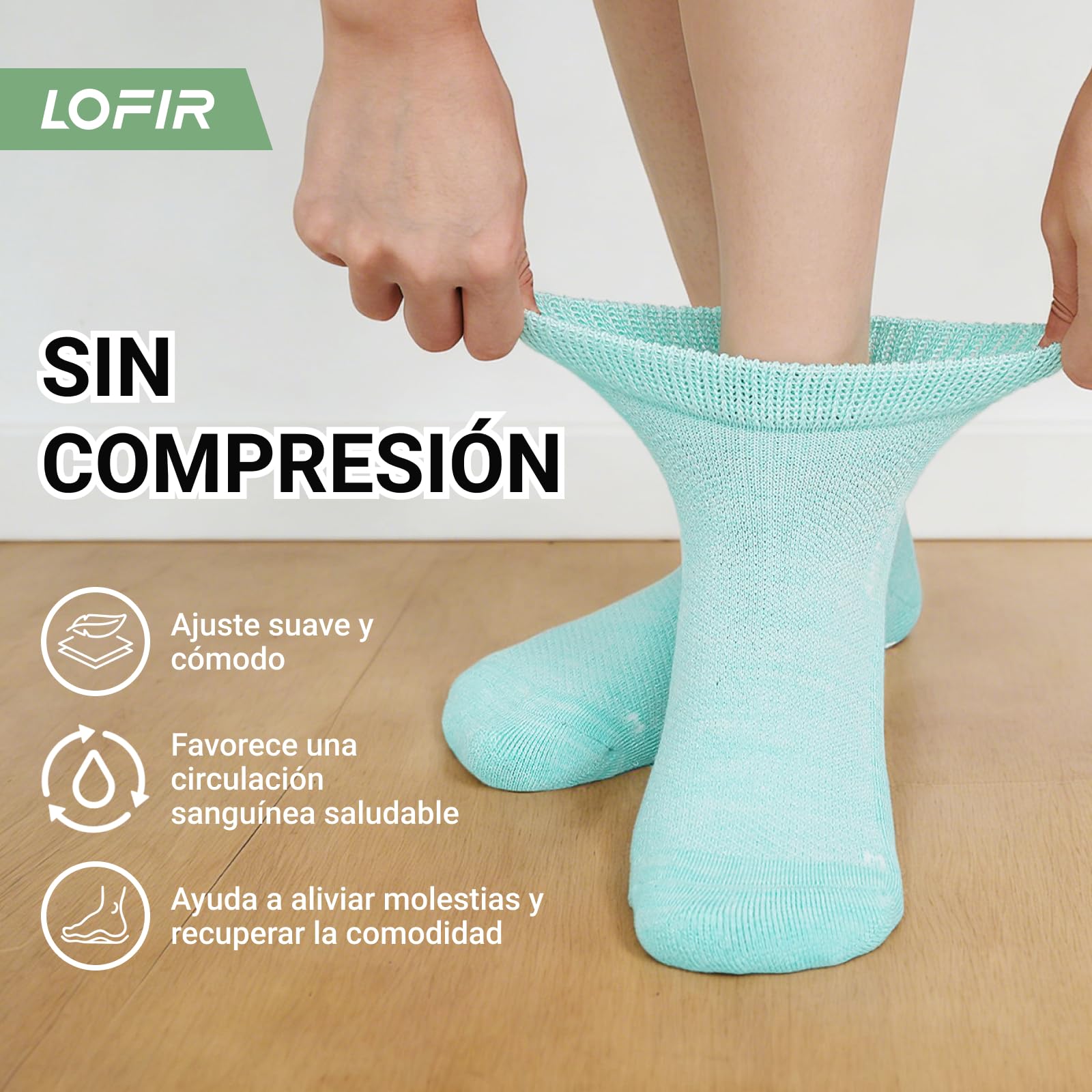 LOFIR Calcetines Tobilleros Diabéticos Mujer: Calcetines Cortos Antideslizante Bambú sin Elástico Sin Costuras Transpirables Anti-Olor Extra Ancho para Mayores Embarazadas Pie Linfedema