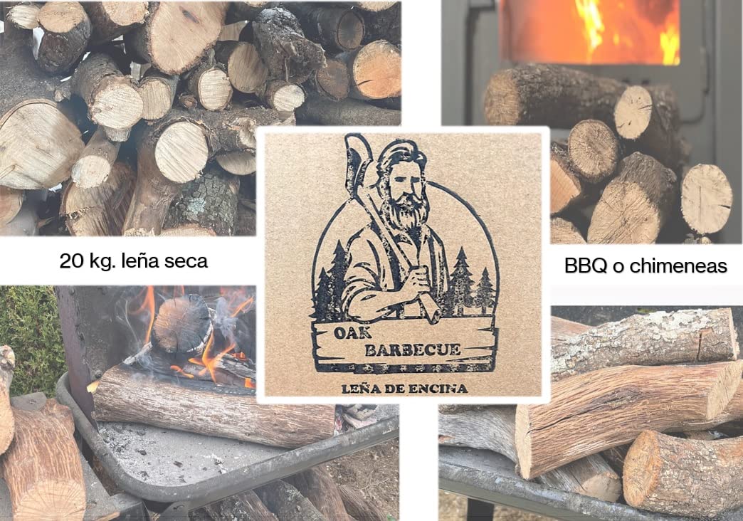 Leña Seca de Encina. Ideal para barbacoas o chimeneas. OAK BARBECUE (20 kg.)