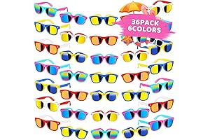 36 Pack Kids Sunglasses Bulk Party Favors, UV400 Sun Protection, 80s Retro...