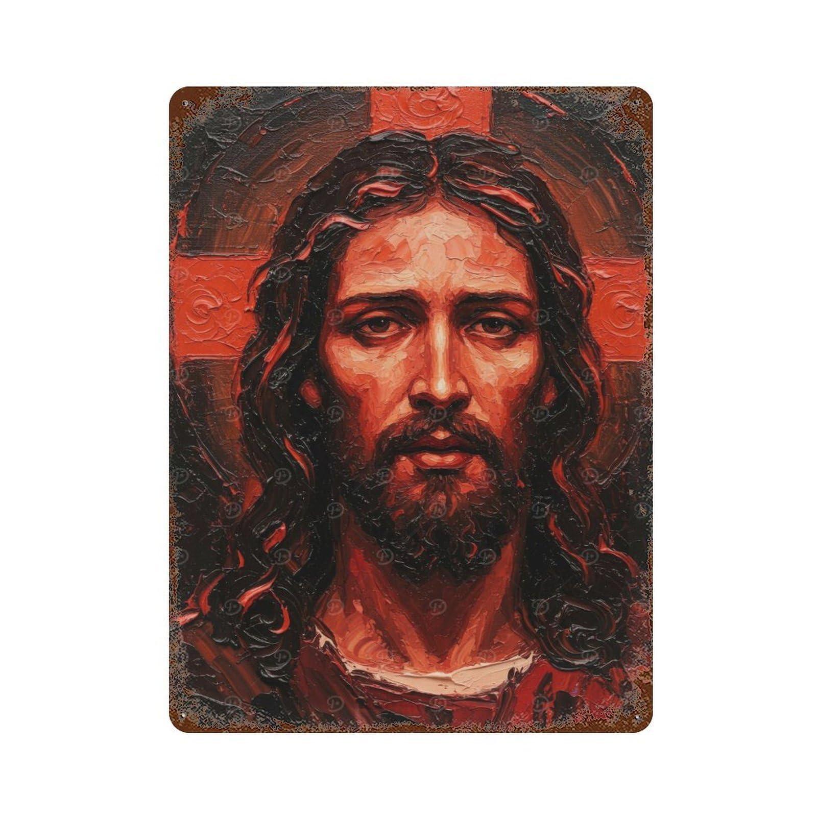 Jesus Christ Portrait Vintage Rust Metal Sign 15.7"x11.8", Retro Wall Decor for Garage, Pub Or Kitchen