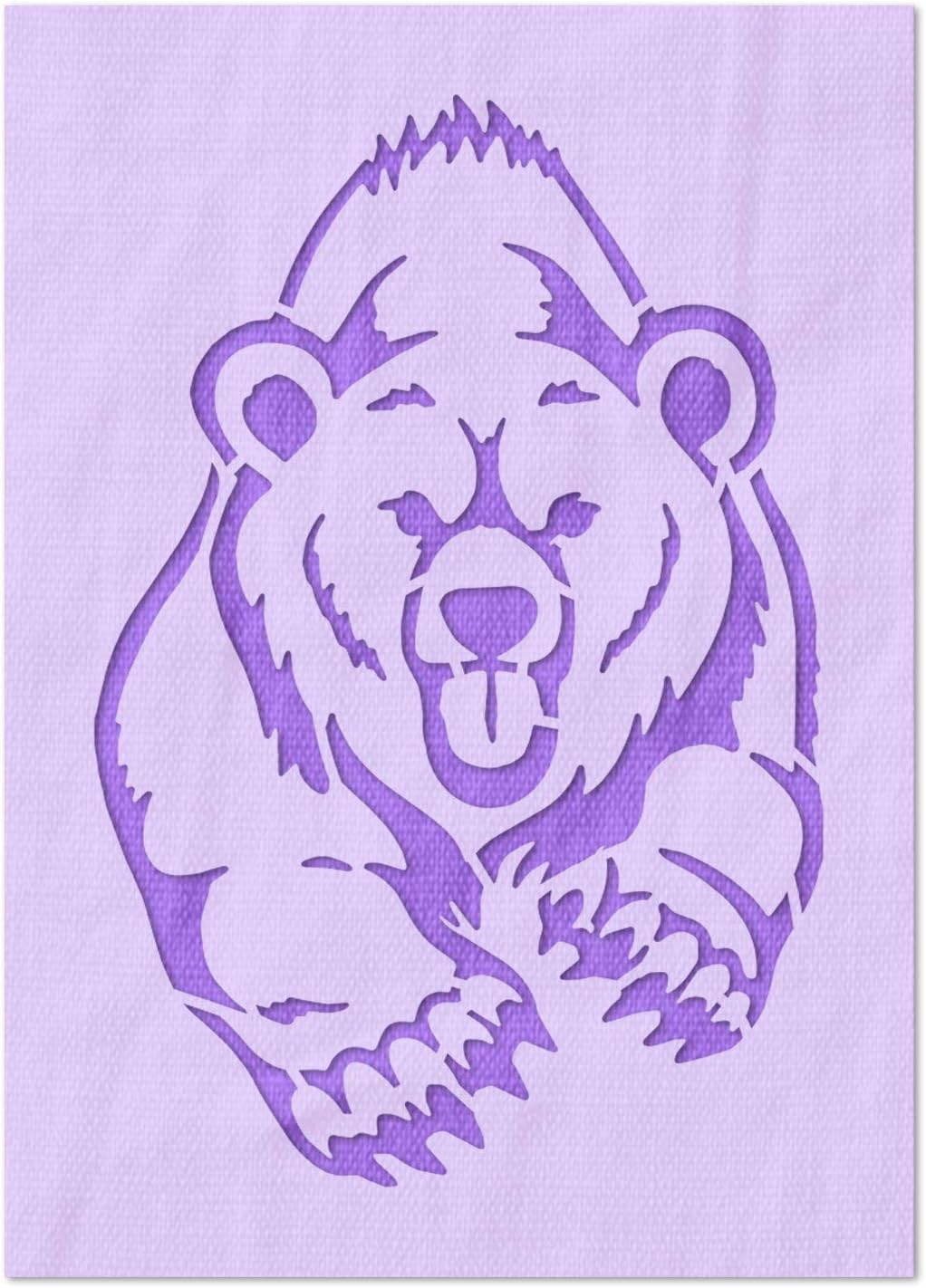 Stencil Stop Running Bear Stencil - Reusable for DIY Projects, Painting, Drawing, Crafts - 14 Mil Mylar Plastic (12 x 18 inches)