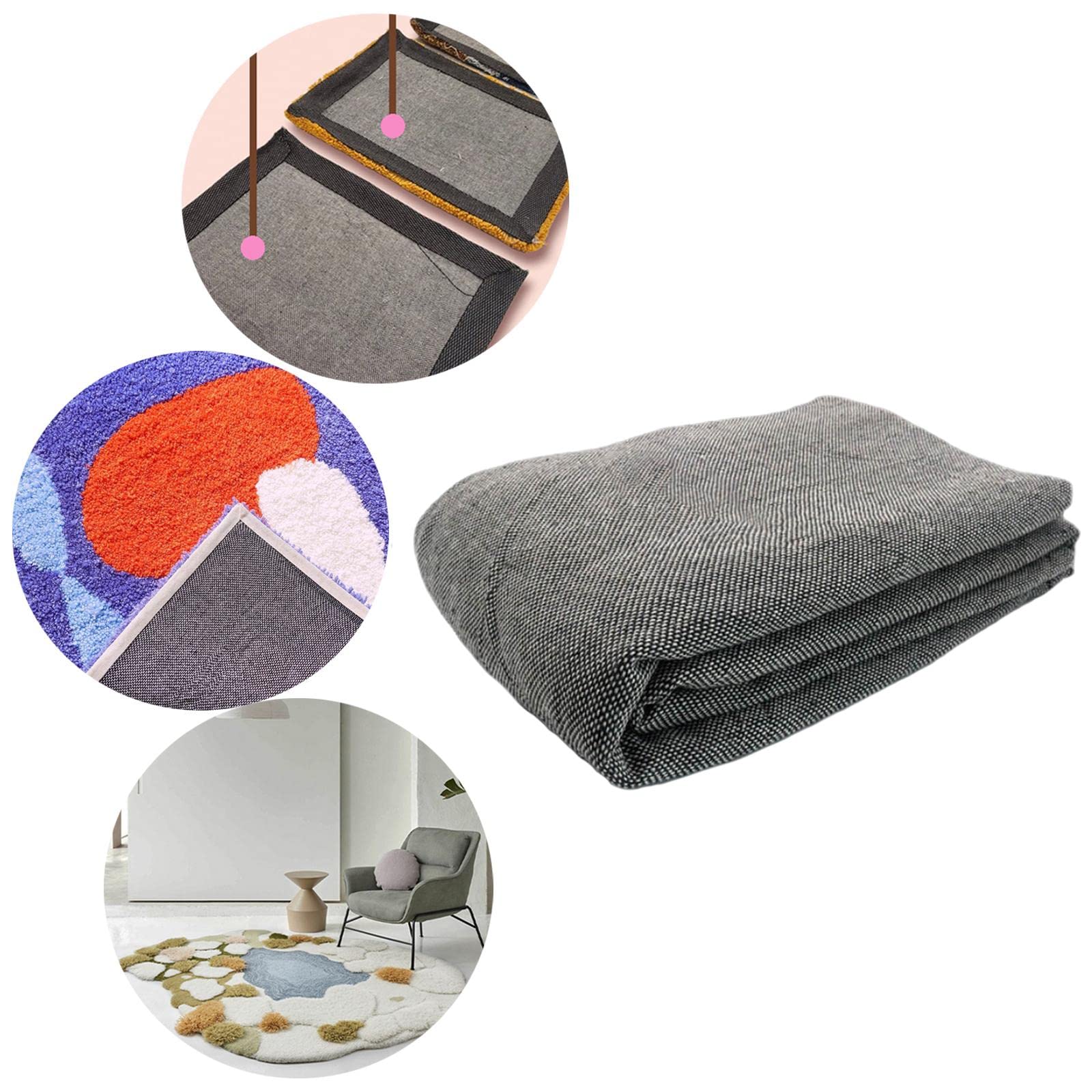 Sharplace rutschfest Teppich-Unterlage Tufting Tuch Unterstoff 1 x 5M, Tufting-Stoff für Teppiche, Filzstoff, Final Backing Cloth Rug Fabric Woven Tool, Teppichunterlage, Rückseite Stoff DIY, Grau