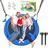 PACEARTH 60” Tree Swing for Kids & Adults Outdoor Saucer Swing 60-Inch Diameter 900D Oxford Fabric Splash and UV Resistant Heavy Duty 900LBS Weight Capacity with Tree Straps and 360° Swivel, Blue