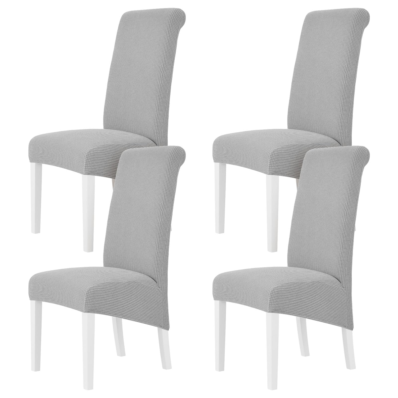 M.J COMFY-LIFE 4pack Stretch Dining Chair Covers, Universal Fit Removable Chair Slipcovers, High Elastic Washable Chair Protector for Dining Room, Kitchen, Hotel and Restaurant (Grey)