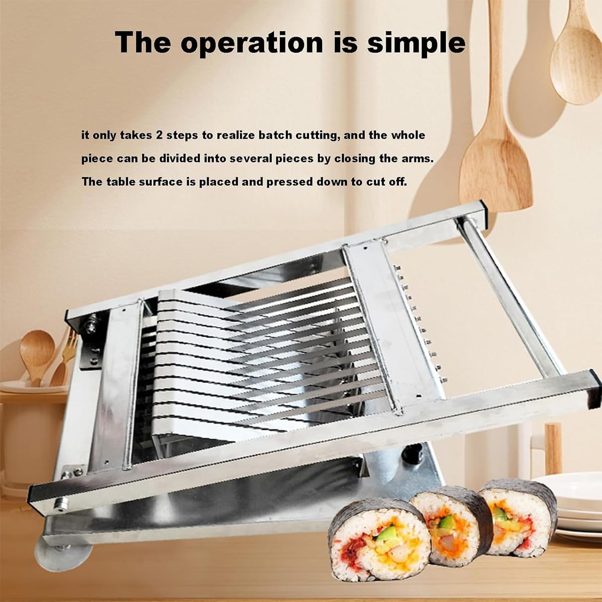 Sushi Roll Cutting Machine, Sushi Roll Making 12 Segment, Sharp Blade, Stainless Steel Onigiri Slicer, Save Time Effort, Just 2 Steps, Uniform Size, for Kitchen, Sushi DIY