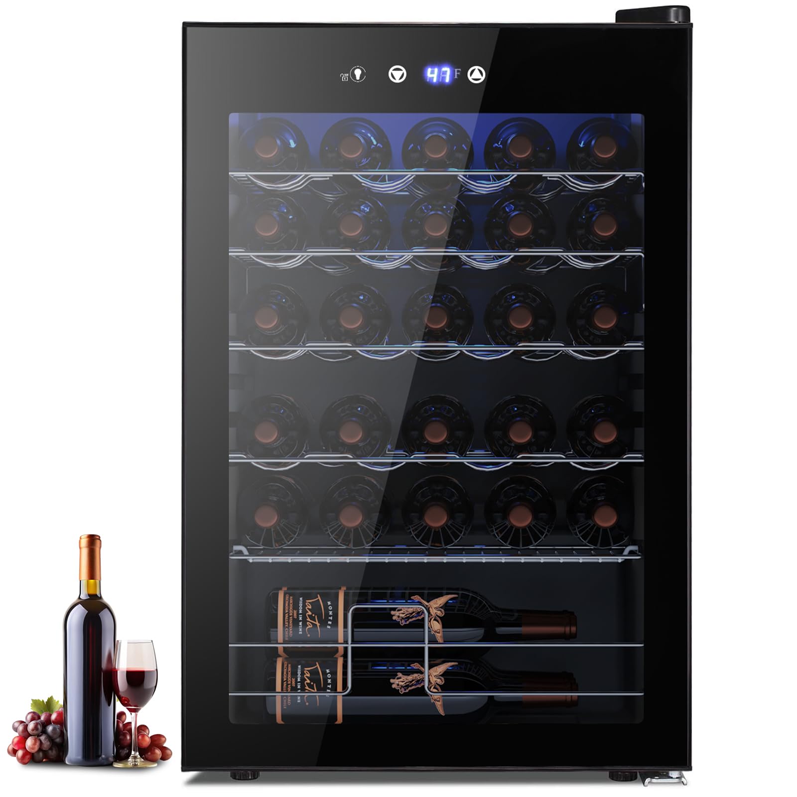Electactic 37-Bottle Freestanding Wine Cooler Refrigerator, 4.5 Cu. Ft