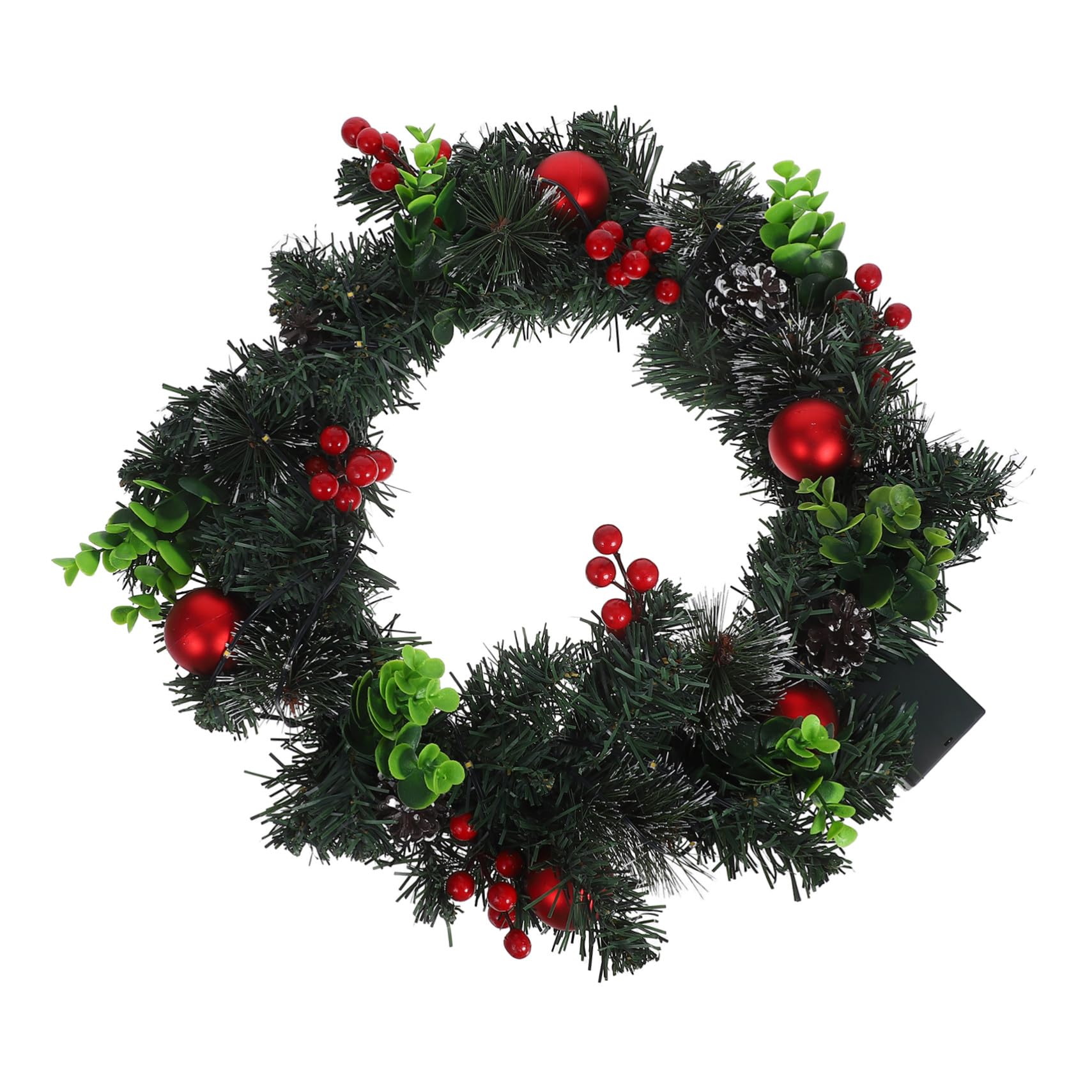 BESTOYARD Guirnalda Navideña Iluminada de PVC con Bayas Rojas para Puerta y Pared Adorno de Fiesta
