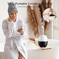 Vista 3 de Difusor inalámbrico, difusor a pilas para aceites esenciales, humidificador de aire de aromaterapia portátil recargable con 7 luces que cambian
