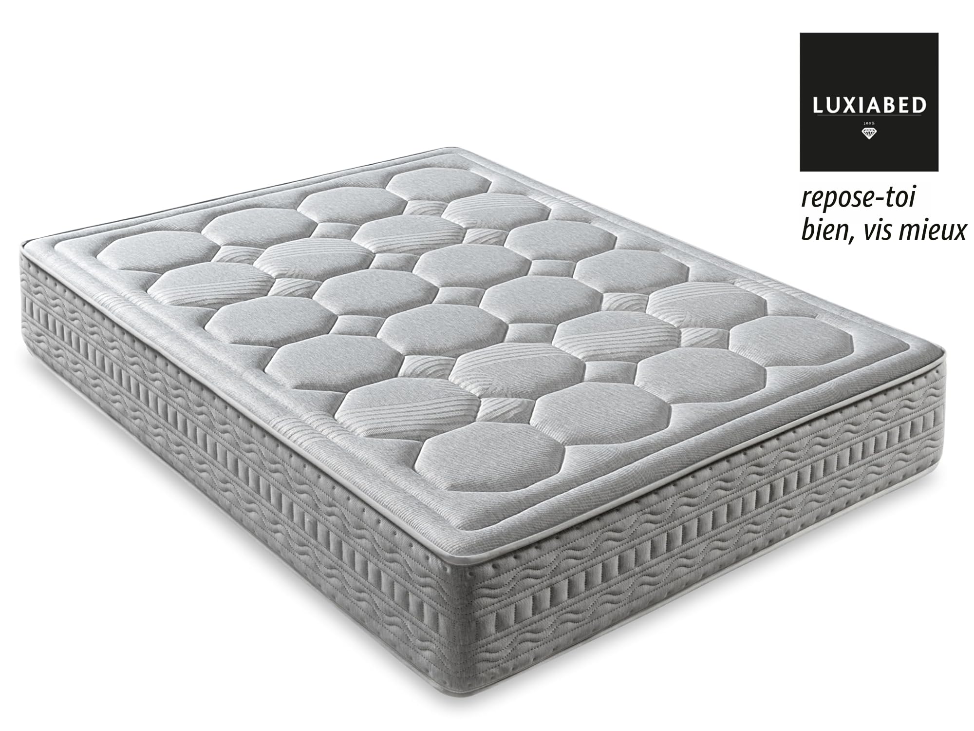 LUXIABED Matelas 200X200 Memoryvex Mousse à Mémoire Réversible Hiver/Été Matrimonial, Anti-Acariens, Hypoallergénique, Respirant, Ferme Moyenne, Modèle RoyalFresh Épaisseur 32 cm