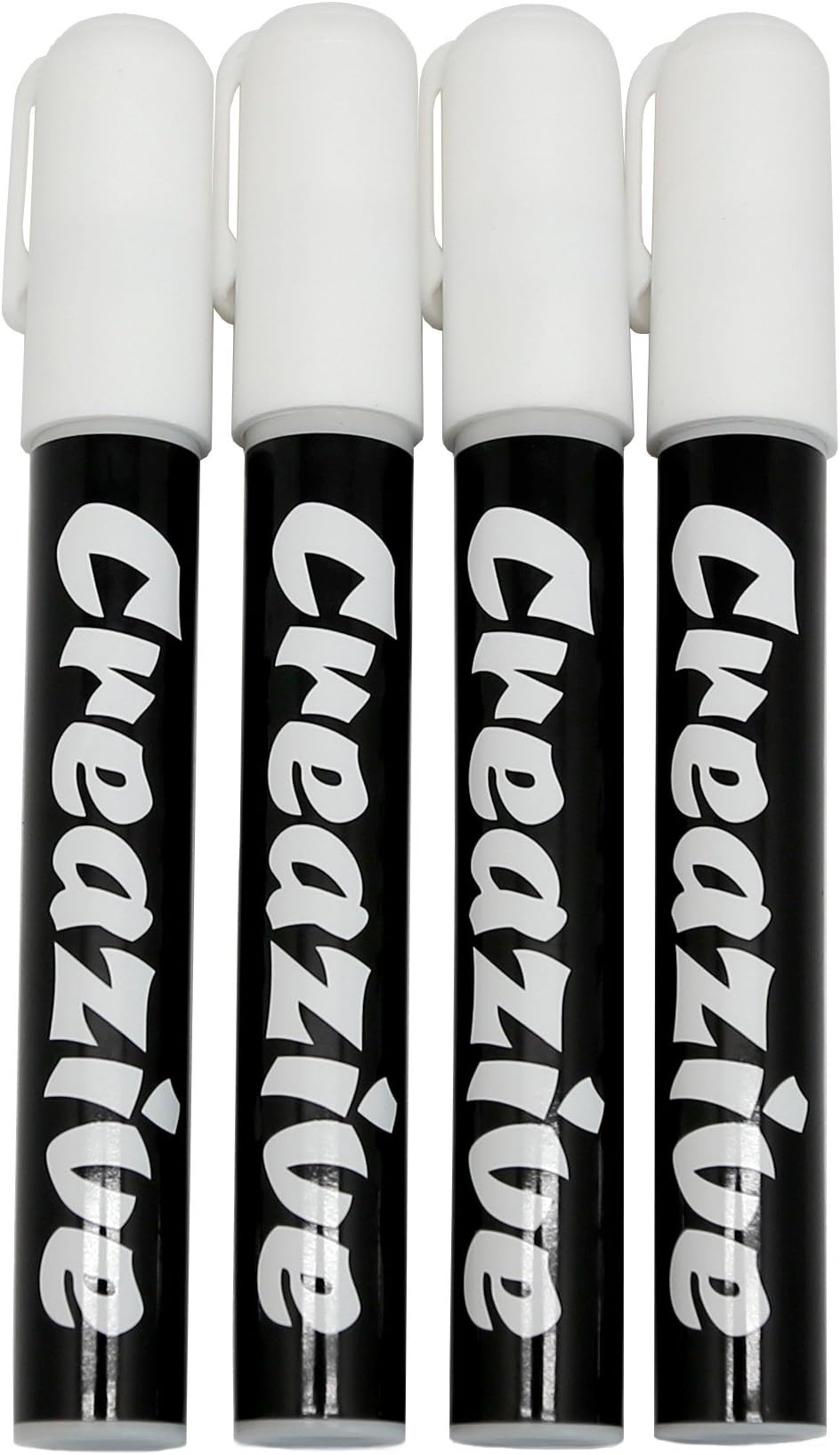 White Liquid Chalk Markers 6mm Reversible Fine/Chisel Tip - 4 Pack for Bistro Menu Board Mirror Whiteboard Glass Window Markers - Erasable Chalk Ink Pens For Kids & Artist
