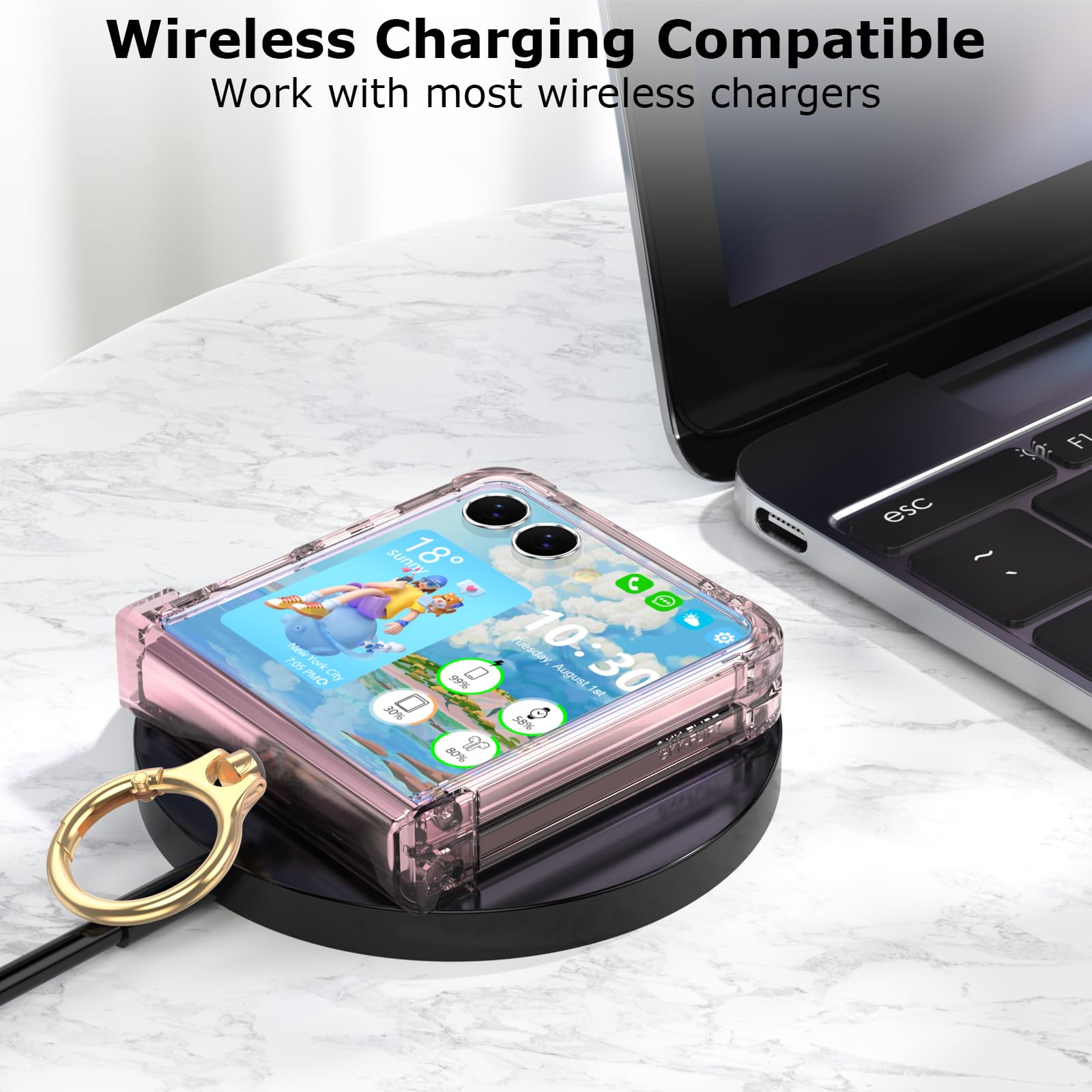Custodia per Galaxy Z Flip 7 con protezione per lo schermo e cerniera trasparente per Samsung Flip 7 custodia con cavalletto custodia protettiva per Samsung Galaxy Z Flip 7 5G (2025) - rosa