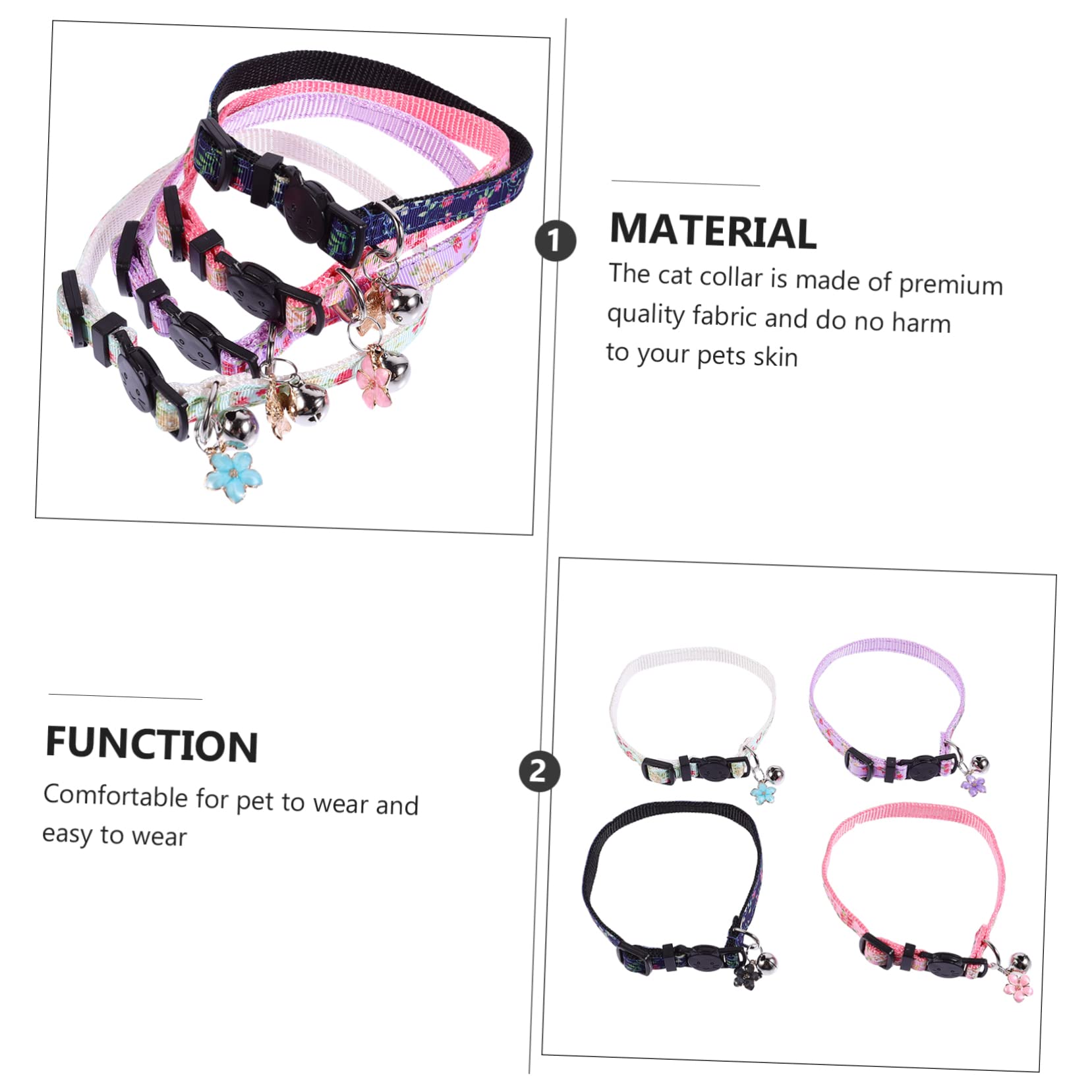 Kisangel 12 Piezas Collar de Gato Cat Collar decoración Floral callar de Perro Ajustable capacitación Collar de Mascota Lazos para Mascotas Gato Mascota Cuello Cadena de Mascotas Nylon