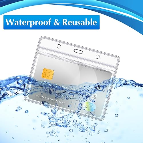 Miniatura 4 de Soporte horizontal para tarjeta de identificación, sin cremallera, plástico transparente, impermeable, para identificación de nombre, 4.53 x 3.94