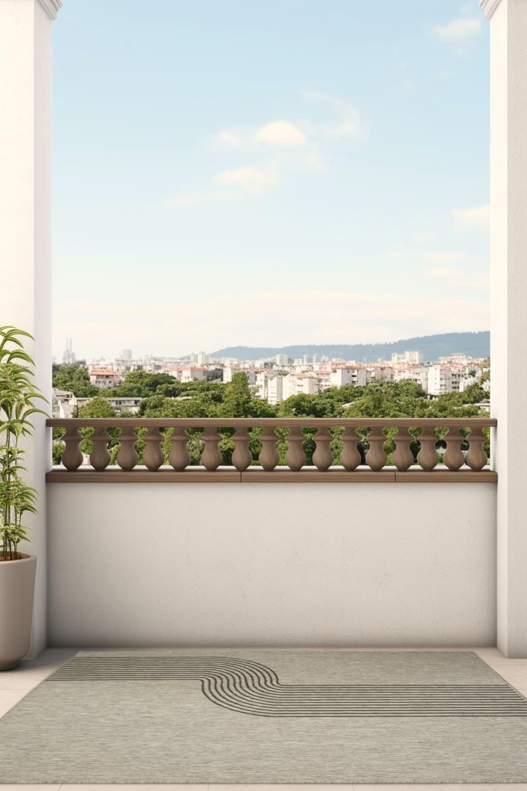 Sizalowy dywan, dwustronny, sznurkowy, na zewnątrz, do wewnątrz, na taras, na balkon, patio, do salonu, nowoczesny, naturalne kolory, fale, stalowa szarość (200x290 cm, Prostokąt)