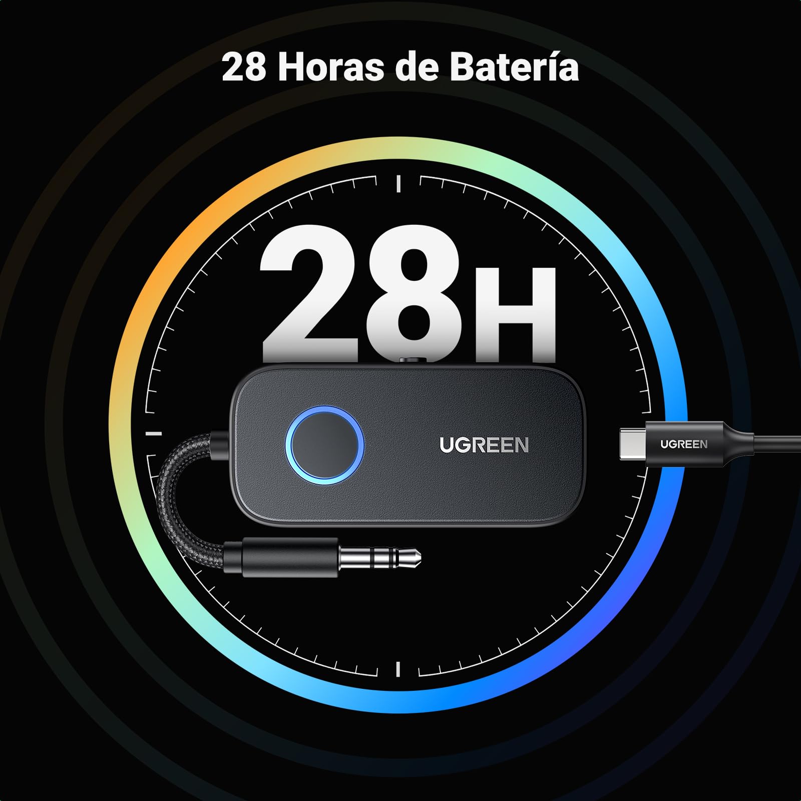 UGREEN aptX Adaptador Bluetooth 2 en 1 Transmisor Receptor 5.3 Audio Jack 3,5mm para TV Coche Altavoz Auriculares Amplificador Móvil PC