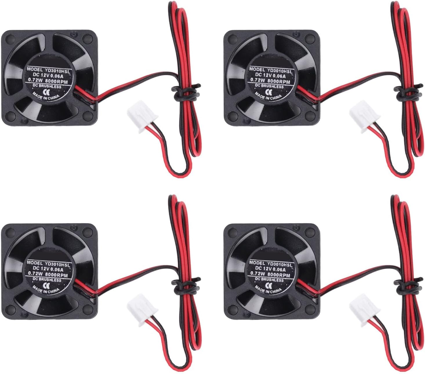 DEKD 12V 4pcs 30x30x10mm Plastic Low Noise DC Brushless Cooling Fan for 3D Printer Humidifier & Small Devices
