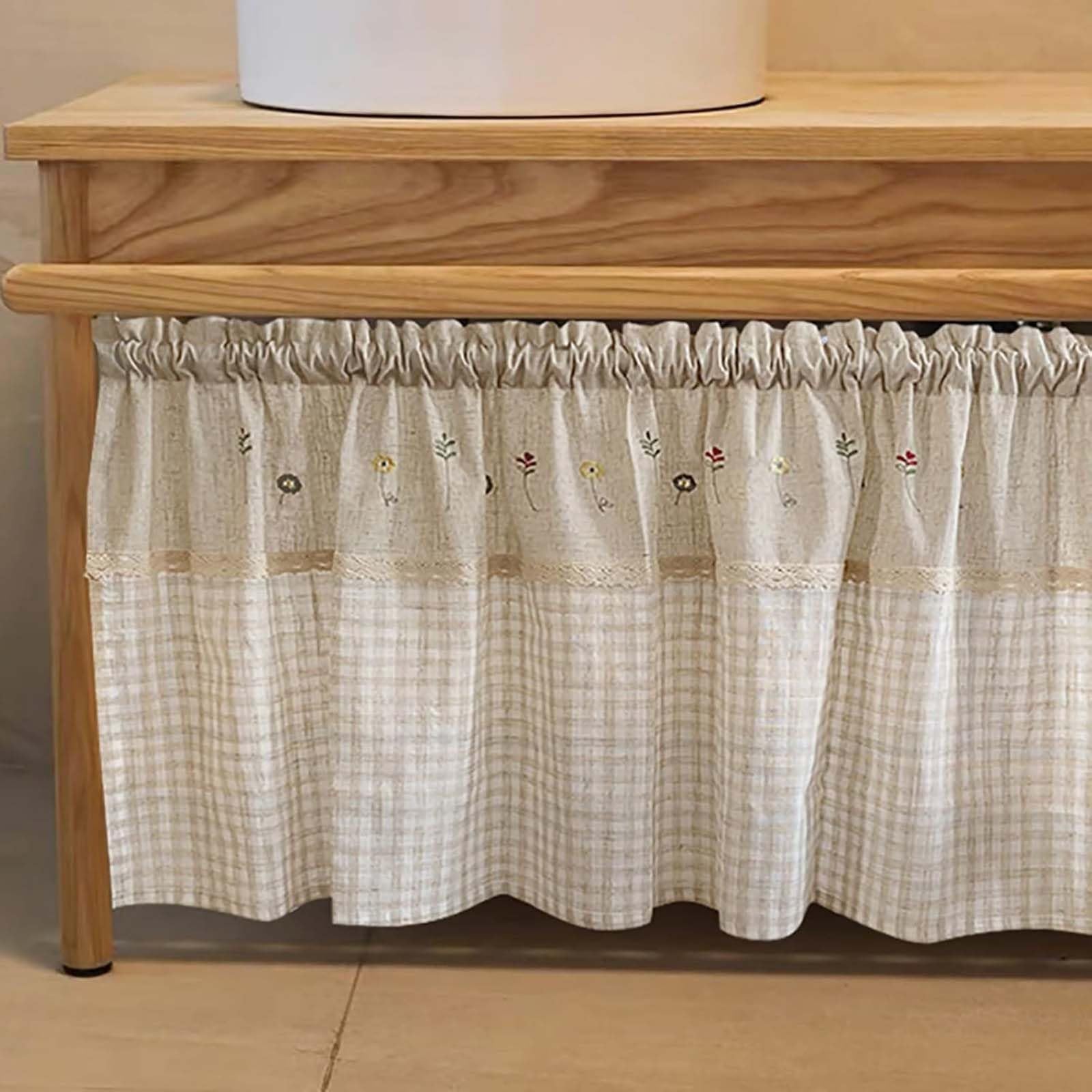 Tenda da Cucina Corta Stile Bistrot Retrò Elegante Sotto il Lavandino per Café, Camera da Letto, Soggiorno e Casa di Campagna - Una Pezzo