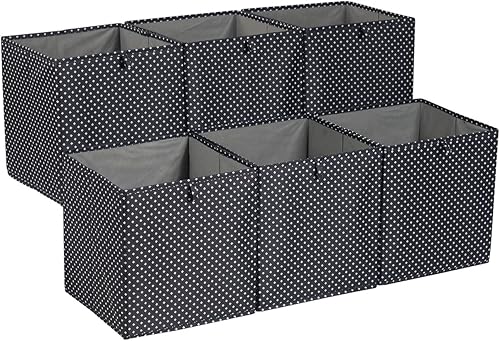 Miniatura 1 de Tienda Basics Contenedores organizadores plegables de tela para almacenamiento, paquete de 6, negro con letreros blancos Plus, 13 x 15 x 13 pulgadas