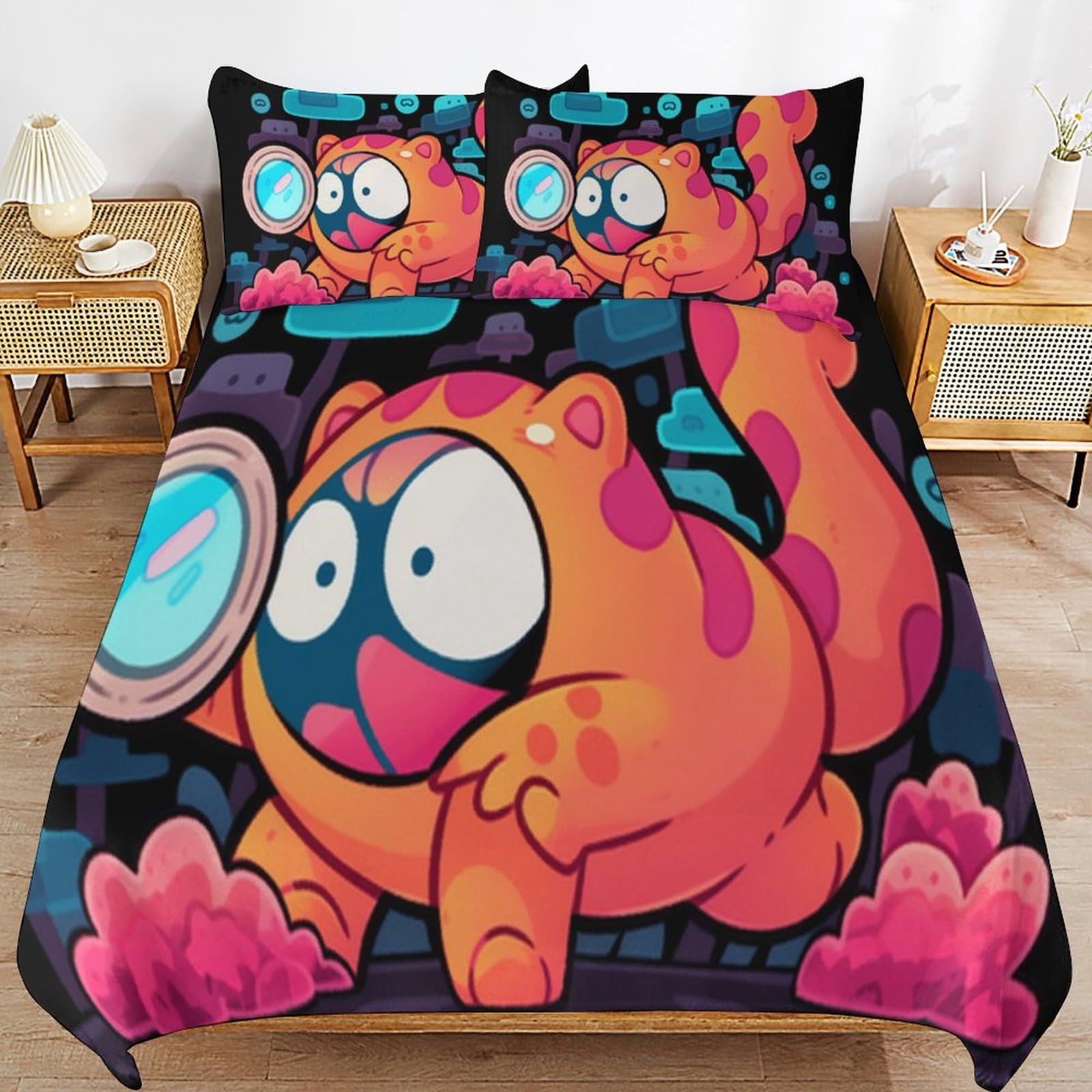 Parure de lit microfibre facile à laver anti-acarien motif dessin animé 200x200 cm