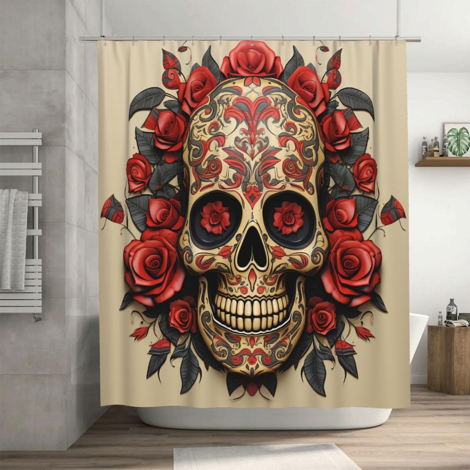 Rideau de douche 182x182 cm épais de qualité supérieure crâne rose